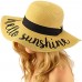 Hello Sunshine Wide Brim 4" Summer Derby Beach Pool Floppy Dress Hat 799705295629 eb-76844158